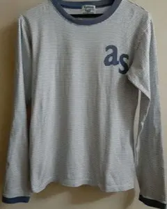 Asrabbit エーズラビット アップリケ Tシャツ 長袖 白紺ボーダー