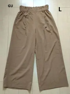 美品 GU ブラウン ワイドパンツ L