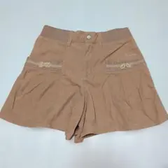 160★ポンポネット★レース＆ベロアリボン付き！コーデュロイキュロットスカート★