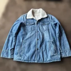 ボアジャケット カジュアル　ボア襟付きライトブルーデニムジャケット