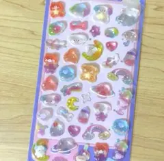 蓄光　ドロップ　3Dシール 立体シール 犬 空 虹シール 平成女児 ボンボン