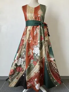 2462 着物 リメイク ドレス ワンピース - メルカリ