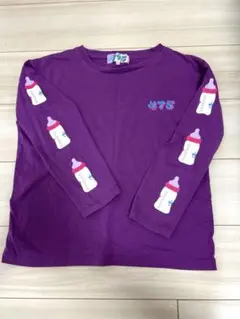 475 紫色 哺乳瓶デザイン 長袖カットソー
