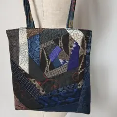 あ*こ様 着物リメイク　大島紬や絣パッチワークミニトートバック