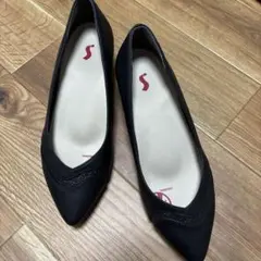 ブラック ポインテッドトゥパンプス 24.0cm