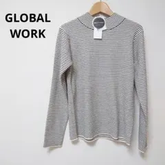 グローバルワーク　メルティ　リブハイネック　長袖ニット　プルオーバー　ボーダー