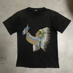 90s ネイティブアメリカン プリントTシャツ ブラック