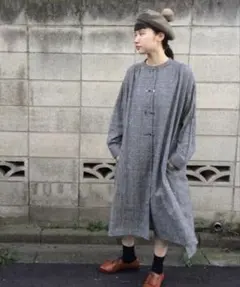 bulle de savon チェック柄ロングシャツワンピース