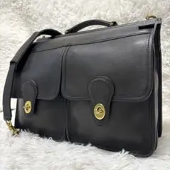 美品★オールドコーチ ビジネスバッグ ターンロック 2way ダブルポケット　黒