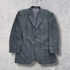 90s vintage チェック ウールテーラードジャケット y2k グランジ