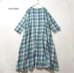 ビュルデサボン】ストライプ シャツワンピース フレア ロング ゆったり