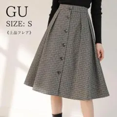 ​ GU ガンクラブチェックフロントボタンスカート 08ダークグレー S 完売品のサムネイル