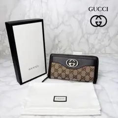 011 未使用級 GUCCI 長財布 インターロッキング ラウンドファスナー n