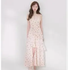 エムミーエメ チェリーレースリボンロングフレアワンピース エムミーエメ チェリーレースリボンロングフレアワンピース ピンク