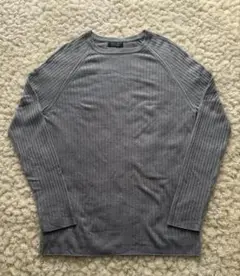 ZARA MAN グレー リブ編みライトニット Lサイズ