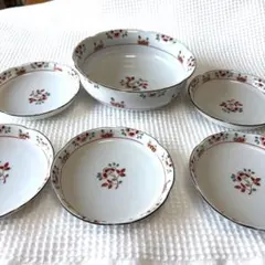 花柄 中鉢 小皿 セット たち吉 赤絵 金彩