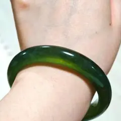 一点物】天然岫玉 翡翠軟玉 バングル 59.4mm 深みのあるグリーン 上品 
