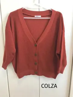 COLZA オレンジ M 五分袖カーディガン　ハニーズ