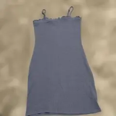 リブ編みブルーキャミソール