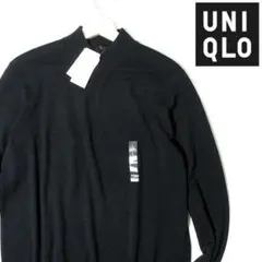 新品■ユニクロ　エクストラファインメリノ モックネックセーター　メンズLサイズ黒
