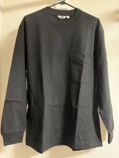 UNIQLO ウォッシュコットンクルーネックTシャツ　長袖 胸ポット付　ブラック