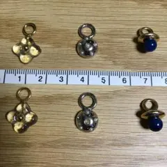 イヤリング、ピアス チャーム （クリア、ドット、ネイビーストーン風）まとめ売り