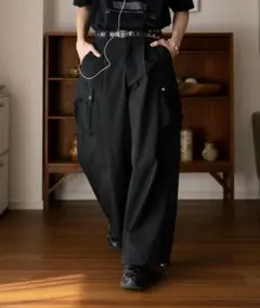 soerte ワイドストレートテックカーゴパンツ（ワッシャーナイロン）
