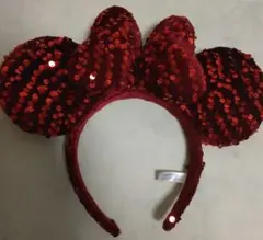 ディズニーカチューシャ　レッド　スパンコール