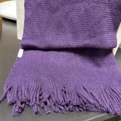かわいい紫色フリンジ付きマフラー 日本製　アクセントカラー