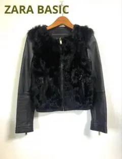 ZARA BASIC ザラベーシック ノーカラー ラムレザー ジャケット