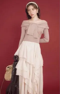 LILY BROWN /WEB限定ニットドッキングマキシワンピース