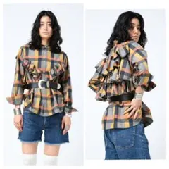 ★美品 maturely 80‘sプレイドフリルウエスタンシャツ ビームスボーイ