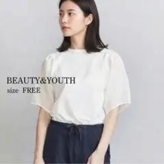 BEAUTY&YOUTH コットン天竺シアー5分袖カットソー ホワイト 半袖 F