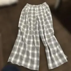 GU チェック柄 ワイドパンツ M