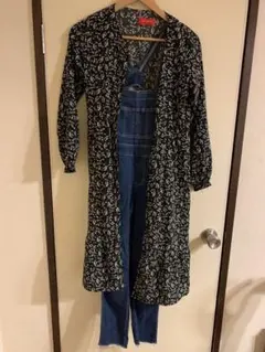 レピピ　オーバーオールデニムワンピース　シャツセット