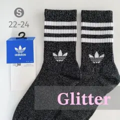アディダスオリジナルス ミッドカット クルーソックス22-24cm ブラックラメ