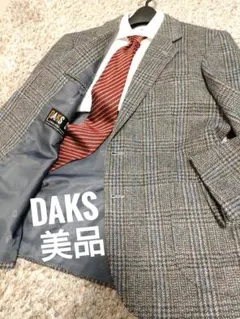 美品　ダックス　テーラードジャケット　暖か毛100% ブラウン　チェックS