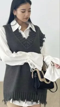 EMODA オーバークラッシュニットベスト