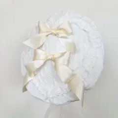 希少※ヨーロッパアンティーク ロゴ手刺繍 フィレレース＆リボン刺繍