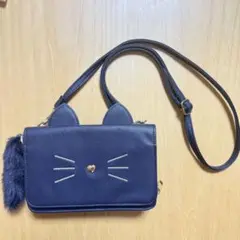 猫耳デザイン ネイビーショルダーバッグ