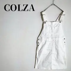 コルザ　デニムジャンスカ　ガーリーカジュアル　綿混　ホワイト　サイズM　ハニーズ