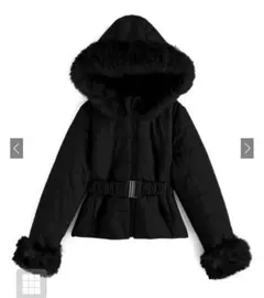 ベルト付きファー中綿ダウンジャケット kd36 GRL グレイル