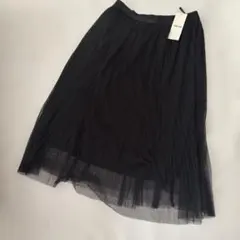 COMME CA ISM チュールプリーツスカート ブラック　XL 新品タグ付きのサムネイル