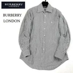 BURBERRY LONDON ストライプ シャツ KT 黒白 ホース刺繍のサムネイル