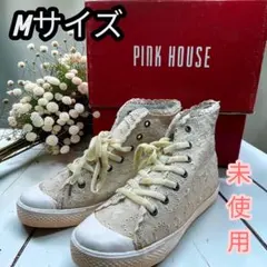 未使用　レース　刺繍ハイカットスニーカー　M（23.5㎝〜23.5㎝）アイボリーのサムネイル