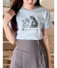 MERCURY DUO CATプリントリボンTシャツ 半袖 アイスブルー Fのサムネイル
