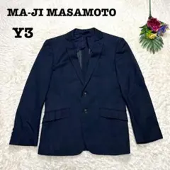 メンズテーラードジャケット　ビジネススーツ　背抜き　ウール　ネイビー　Y3