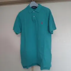 ポロラルフローレン　ターコイズ ポロシャツ 赤ロゴ