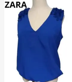 ZARA 肩フリル ノースリーブ ブラウス トップス