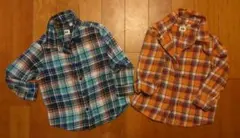 UNIQLO 110 チェック シャツ ブラウス 2点セット 双子 キッズ